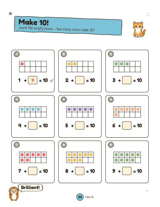 Book 1 page: Make 10 with ten-frames